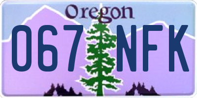 OR license plate 067NFK