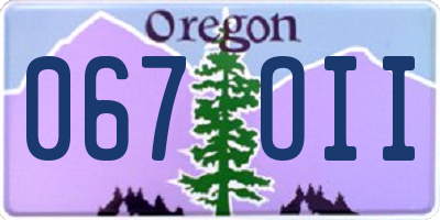 OR license plate 067OII