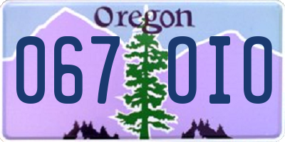 OR license plate 067OIO
