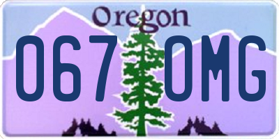OR license plate 067OMG