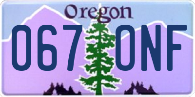 OR license plate 067ONF