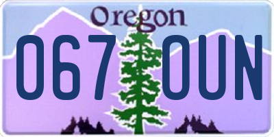 OR license plate 067OUN
