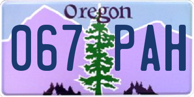 OR license plate 067PAH