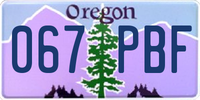 OR license plate 067PBF
