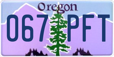 OR license plate 067PFT