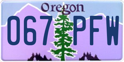 OR license plate 067PFW