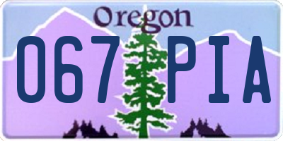 OR license plate 067PIA