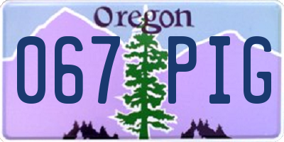 OR license plate 067PIG