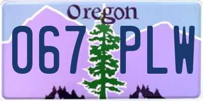 OR license plate 067PLW