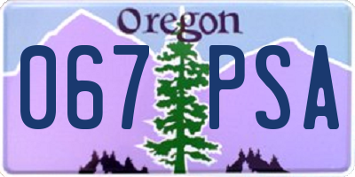 OR license plate 067PSA