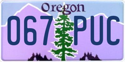 OR license plate 067PUC