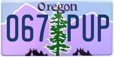 OR license plate 067PUP