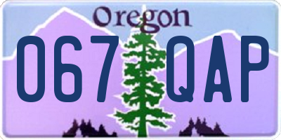 OR license plate 067QAP