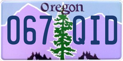 OR license plate 067QID