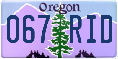 OR license plate 067RID