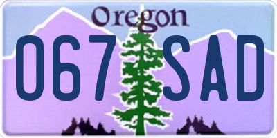 OR license plate 067SAD