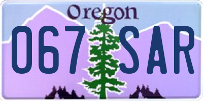 OR license plate 067SAR