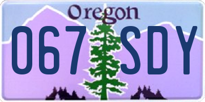 OR license plate 067SDY