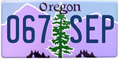 OR license plate 067SEP