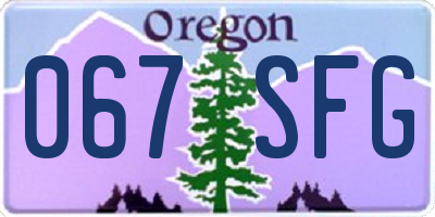OR license plate 067SFG