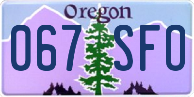OR license plate 067SFO