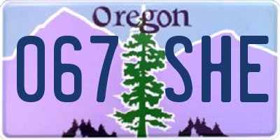 OR license plate 067SHE