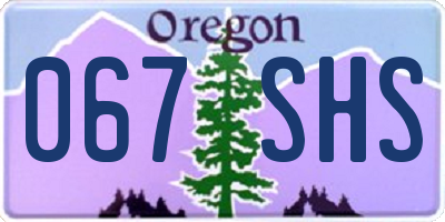 OR license plate 067SHS