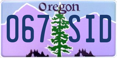 OR license plate 067SID