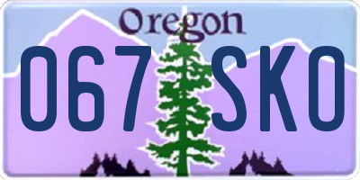 OR license plate 067SKO