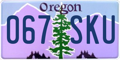 OR license plate 067SKU