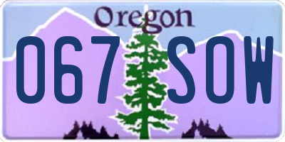 OR license plate 067SOW