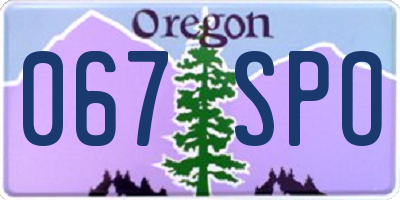 OR license plate 067SPO