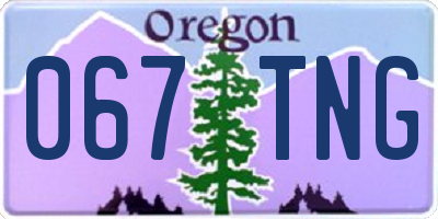 OR license plate 067TNG