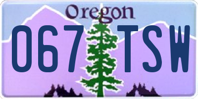 OR license plate 067TSW