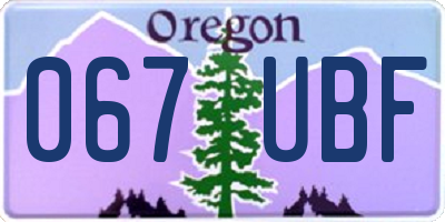 OR license plate 067UBF