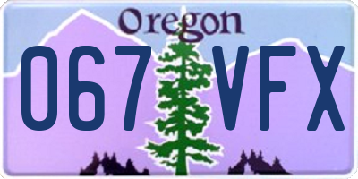 OR license plate 067VFX