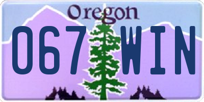 OR license plate 067WIN