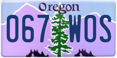 OR license plate 067WOS
