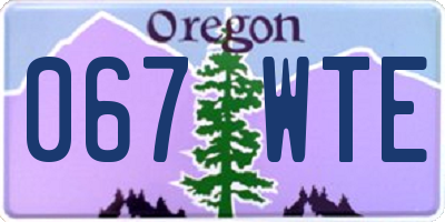 OR license plate 067WTE