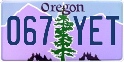OR license plate 067YET