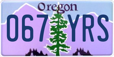 OR license plate 067YRS