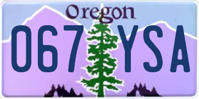OR license plate 067YSA