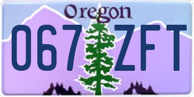 OR license plate 067ZFT