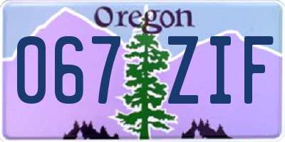 OR license plate 067ZIF