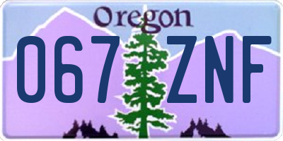 OR license plate 067ZNF