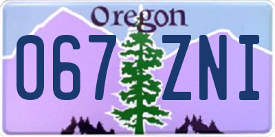 OR license plate 067ZNI