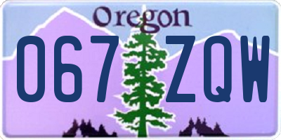 OR license plate 067ZQW