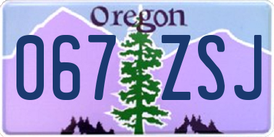 OR license plate 067ZSJ