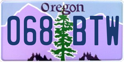 OR license plate 068BTW