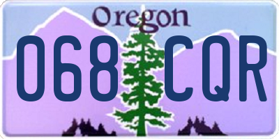OR license plate 068CQR